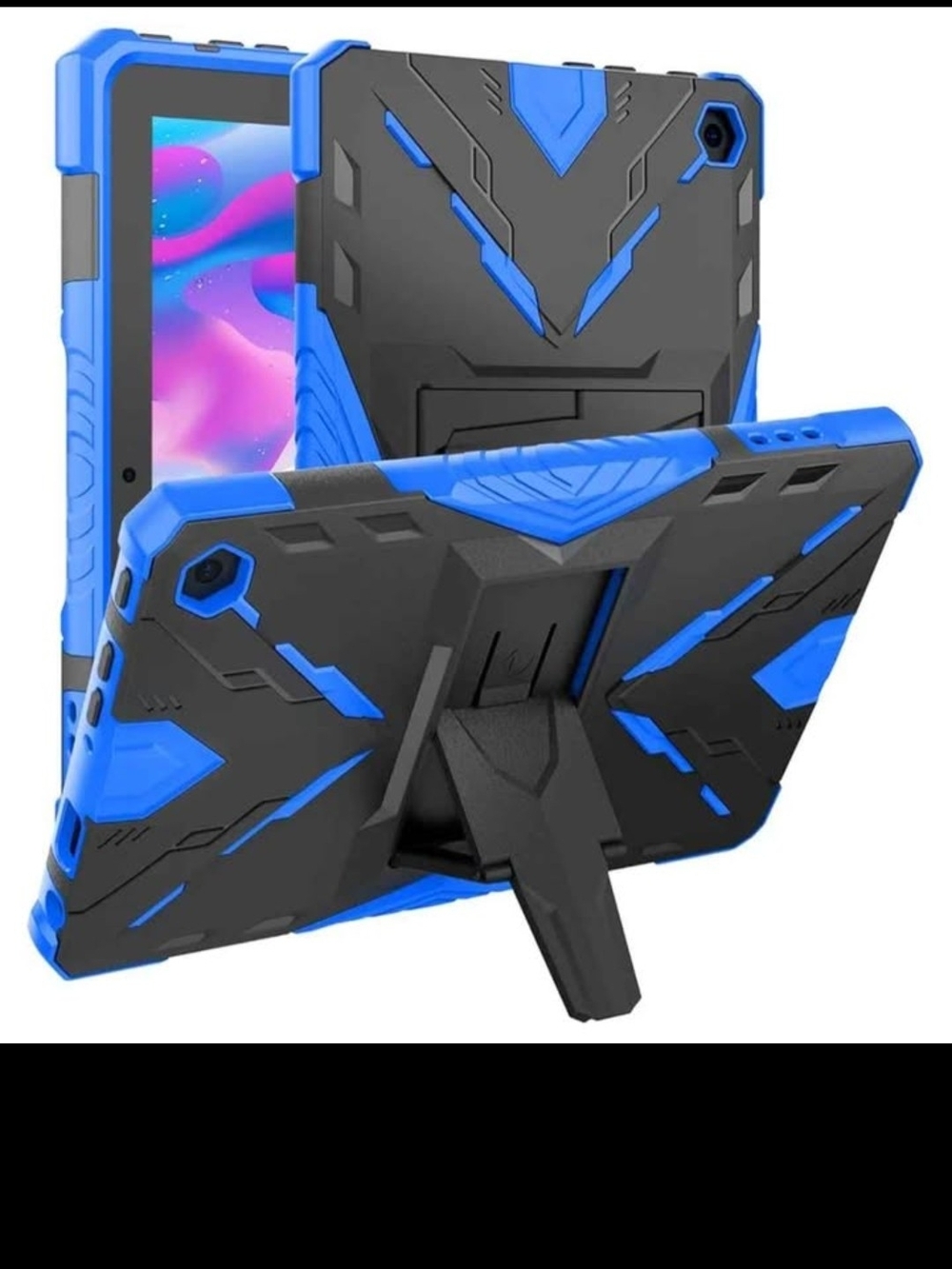 Heavy-Duty Blue Dual-Layer Tablet Case with Kickstand